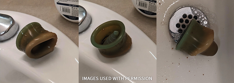 Images of a menstrual cup flipped in half and seriously stained :
Redditor Shares How They Accidentally Left A Menstrual Cup In For Over A Year